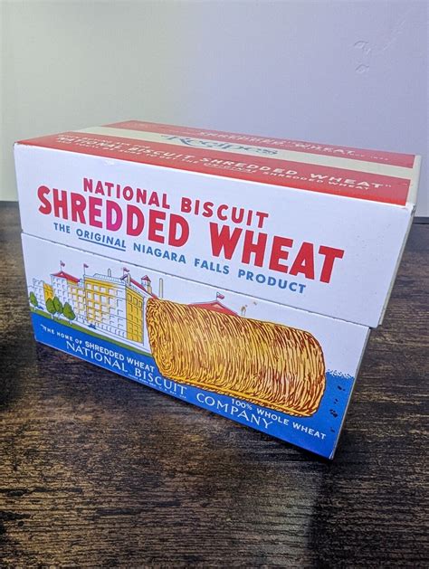 Vintage Shredded Wheat metal recipe box Nabisco Niagara Falls 